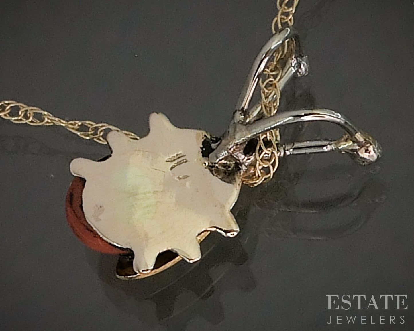 10k Yellow & White Gold Enameled Ladybug Ladies Necklace 0.6g 18"L p20557