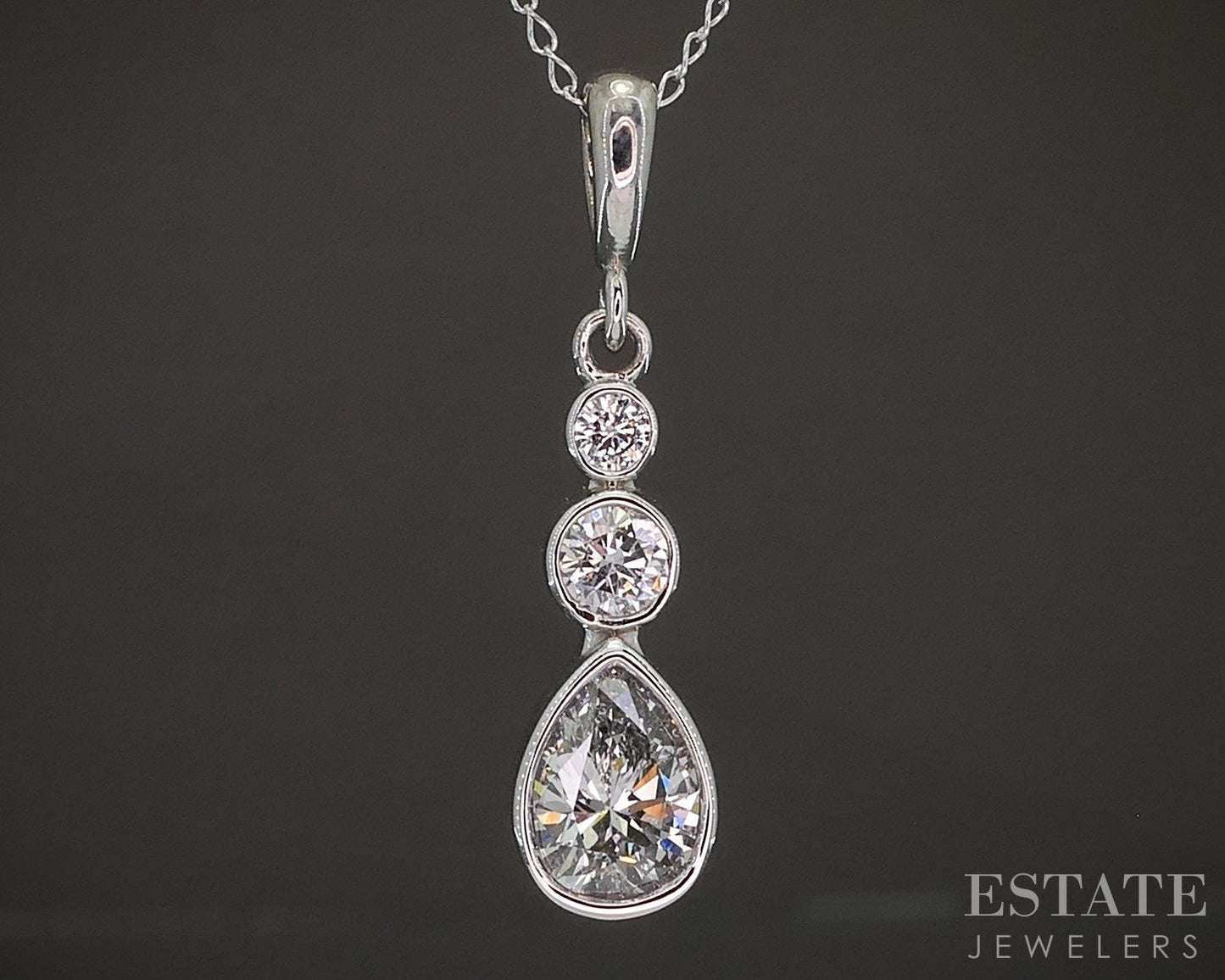 14k White Gold Natural .66ctw Diamond Journey Necklace 1.6g 18"L p20455