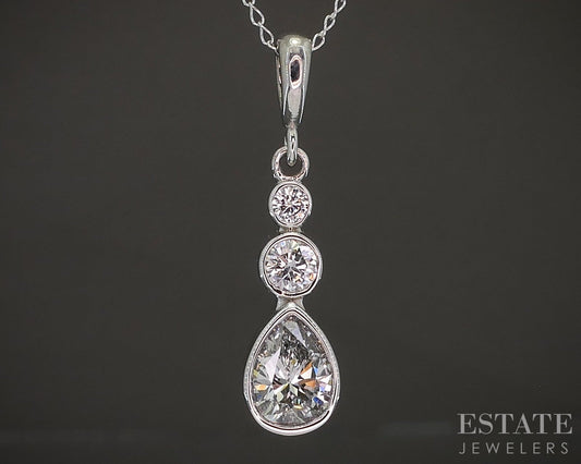 14k White Gold Natural .66ctw Diamond Journey Necklace 1.6g 18"L p20455