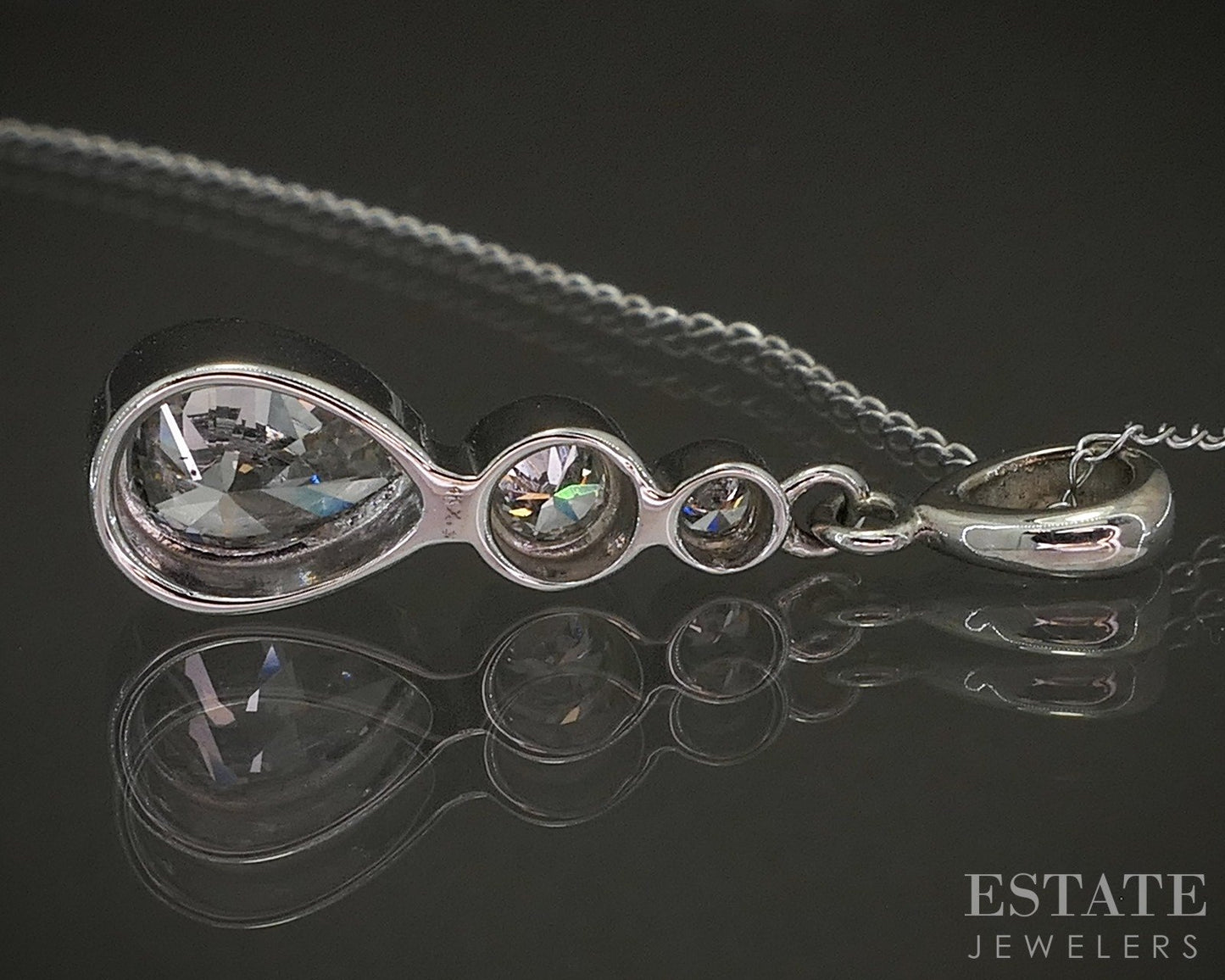 14k White Gold Natural .66ctw Diamond Journey Necklace 1.6g 18"L p20455