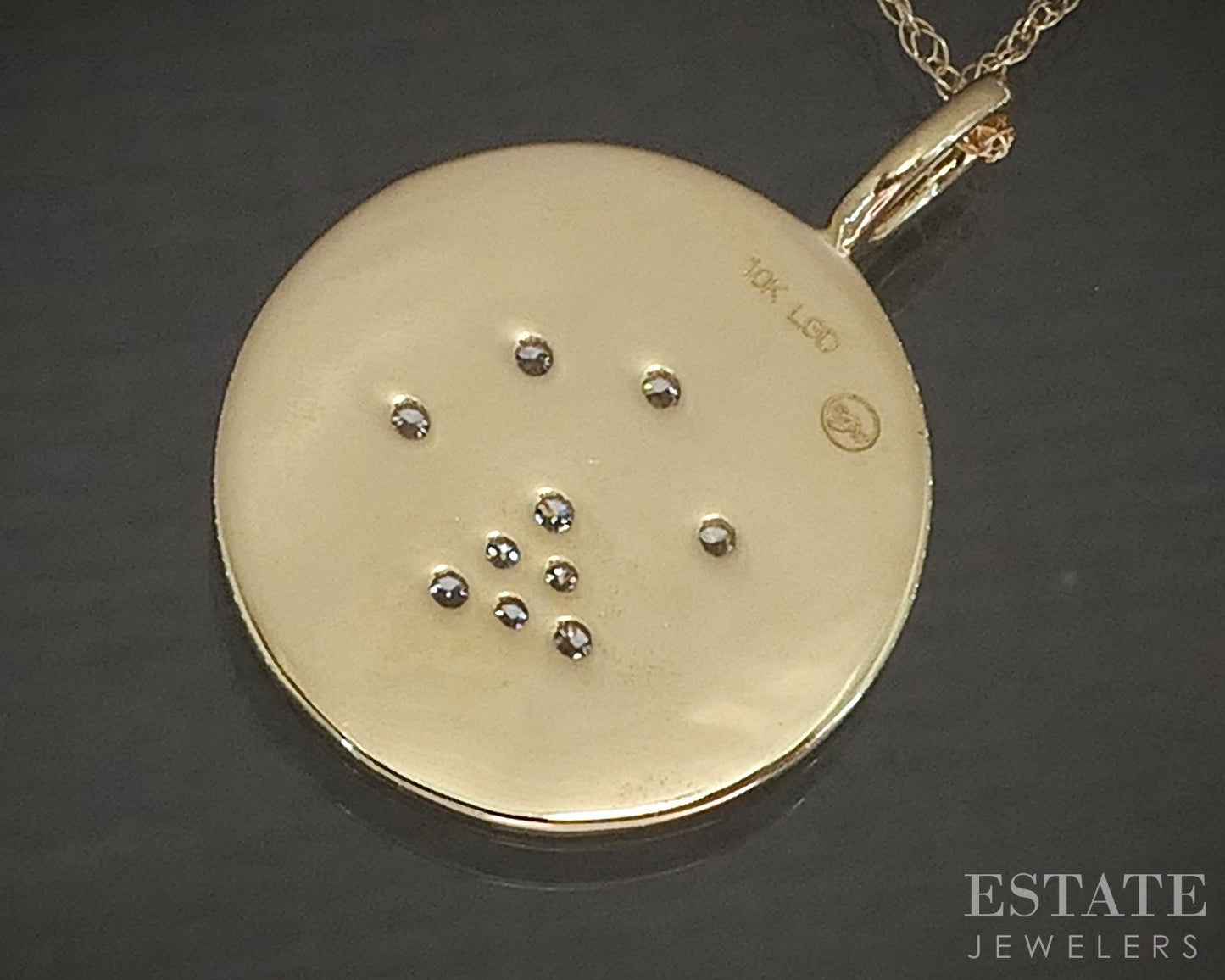 10k Yellow Gold Lab Diamond Dog Pet Paw Print Pendant Necklace p22449