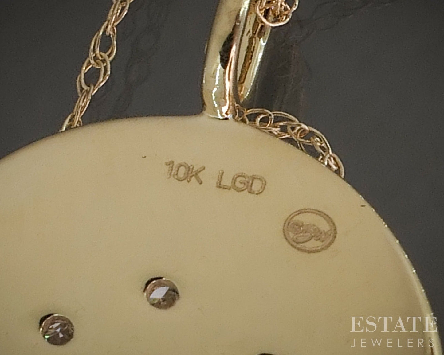 10k Yellow Gold Lab Diamond Dog Pet Paw Print Pendant Necklace p22449