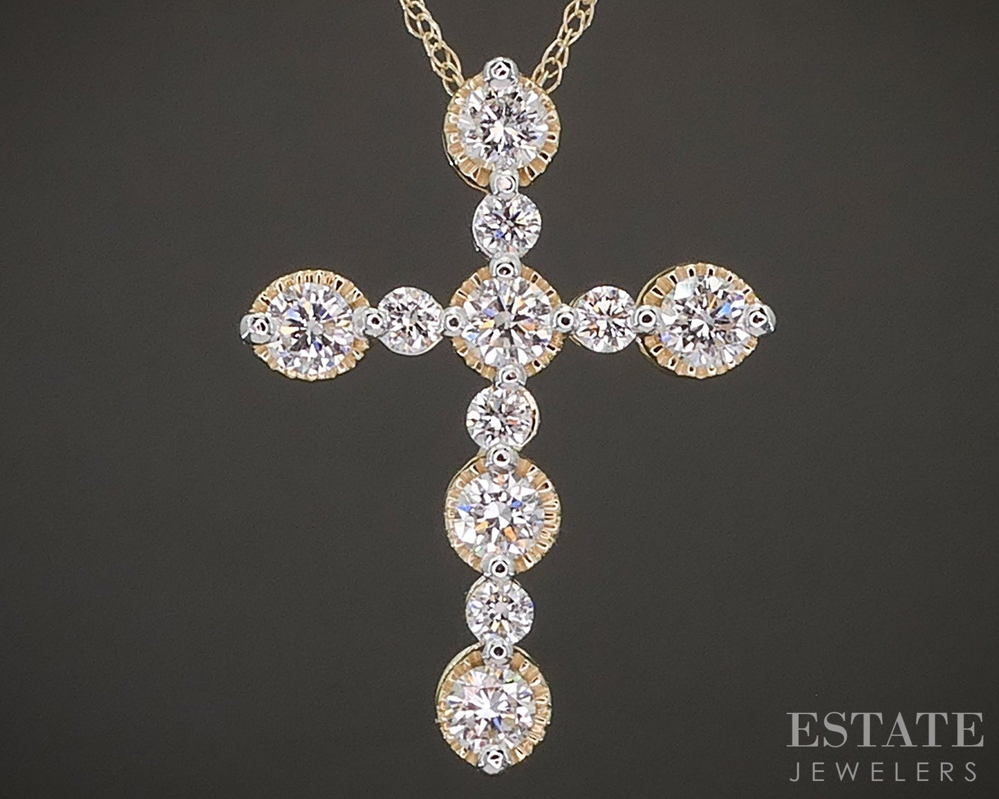 10k Yellow Gold .50ctw Lab Diamond Cross Necklace p22447