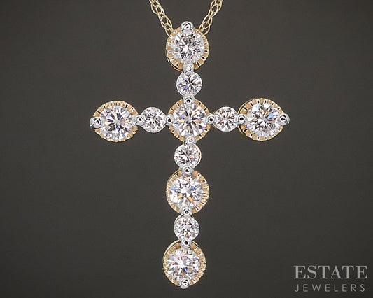 10k Yellow Gold .50ctw Lab Diamond Cross Necklace p22447