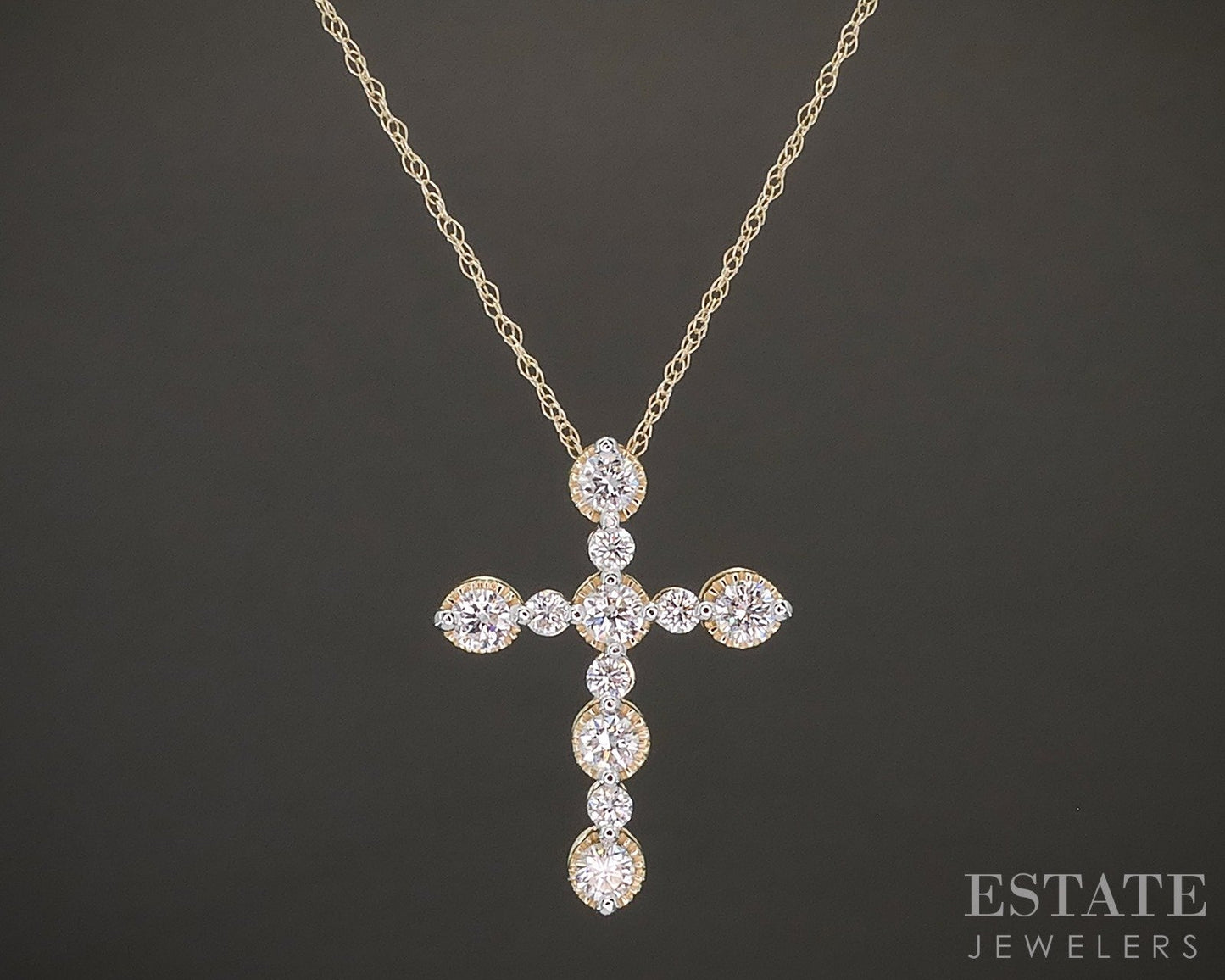 10k Yellow Gold .50ctw Lab Diamond Cross Necklace p22447