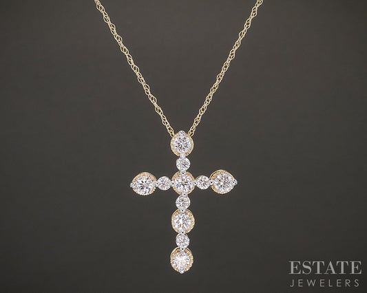 10k Yellow Gold .50ctw Lab Diamond Cross Necklace p22447