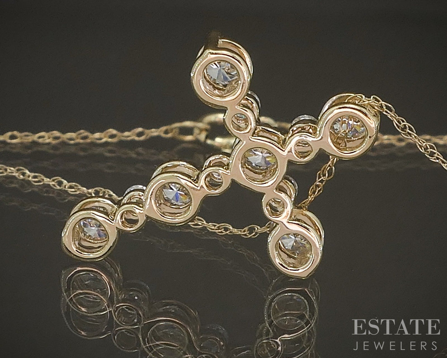 10k Yellow Gold .50ctw Lab Diamond Cross Necklace p22447