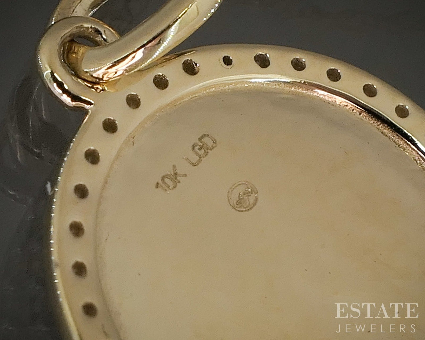 10k Yellow Gold Lab Diamond Circle Disk Halo Pendant Necklace p22438