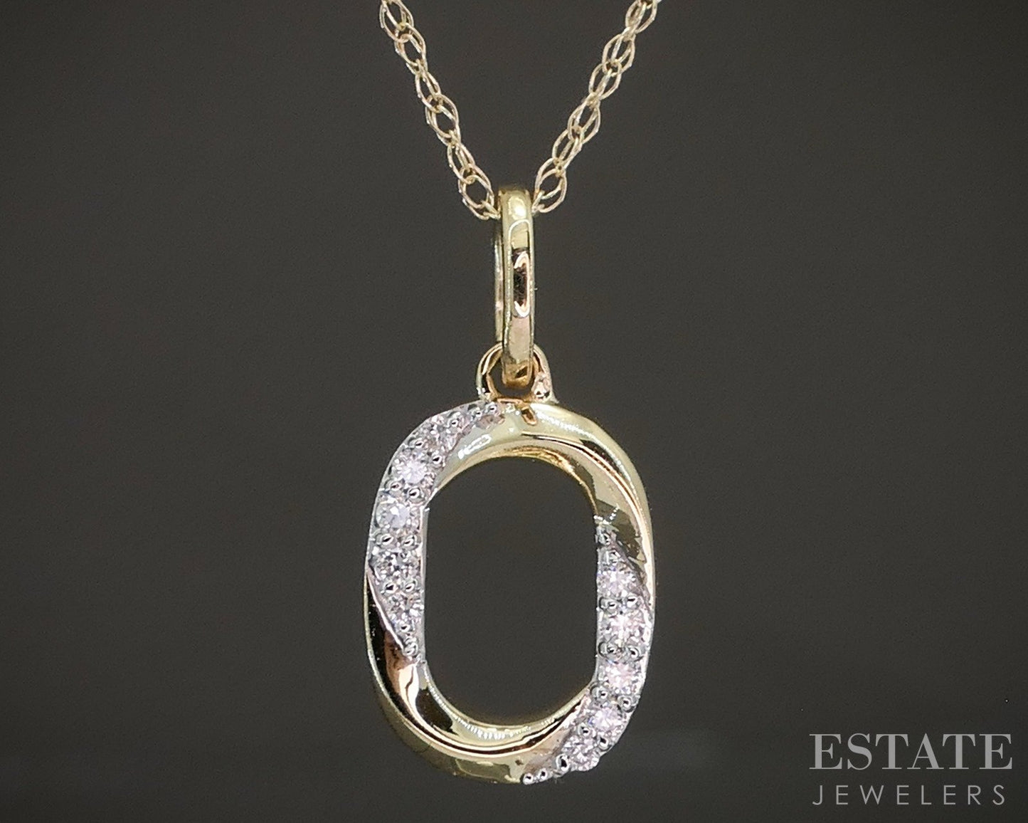 10k Yellow Gold Lab Diamond Oval Pave Pendant Necklace p22435