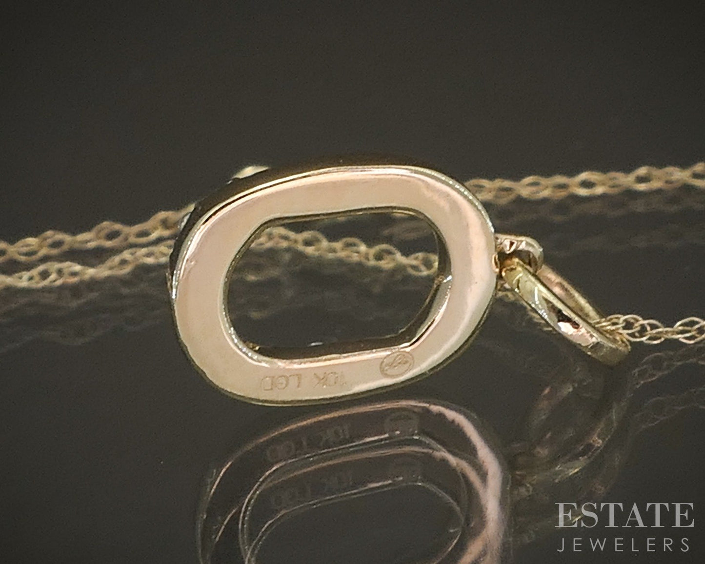 10k Yellow Gold Lab Diamond Oval Pave Pendant Necklace p22435