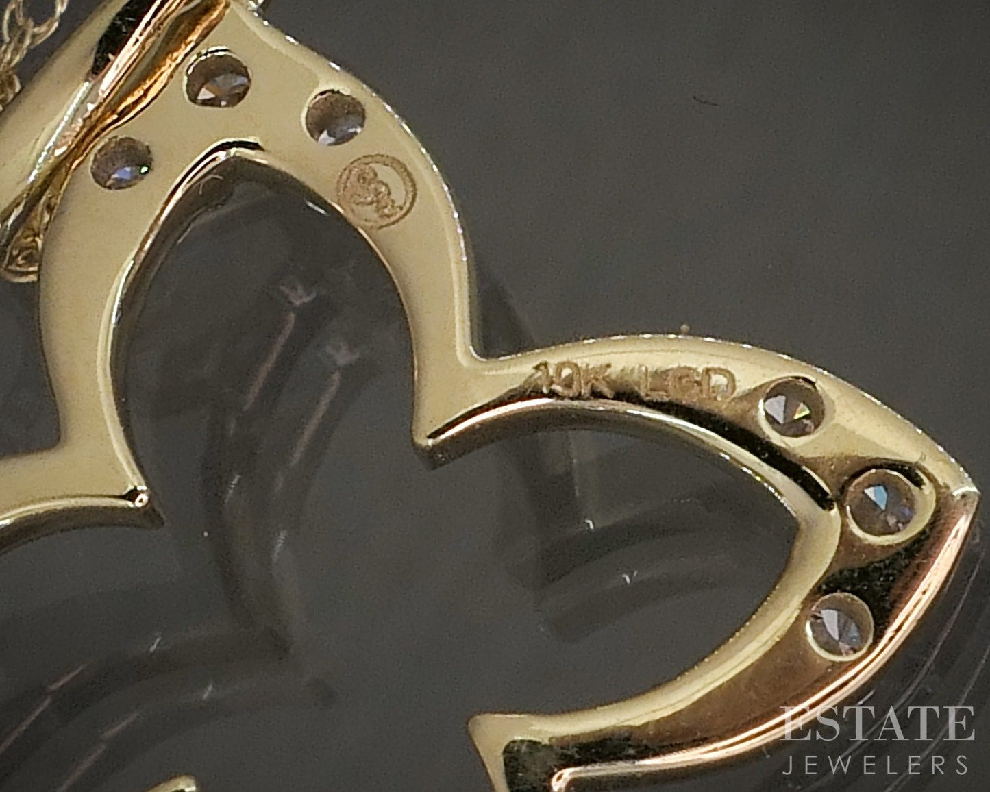 10k Yellow Gold Lab Diamond Open Flower Pendant Necklace p22434