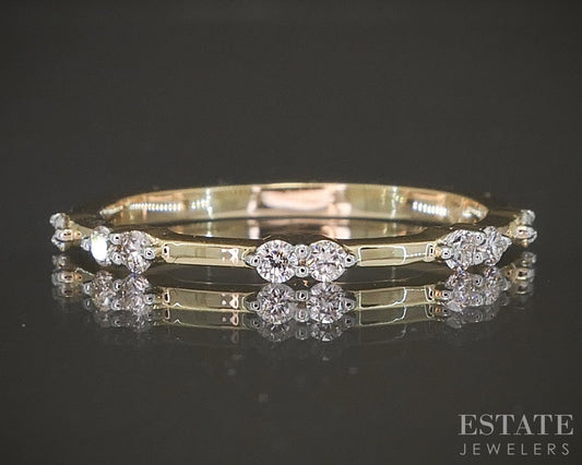 14k Yellow Gold .14ctw Natural Diamond Stackable Band Ring p22559