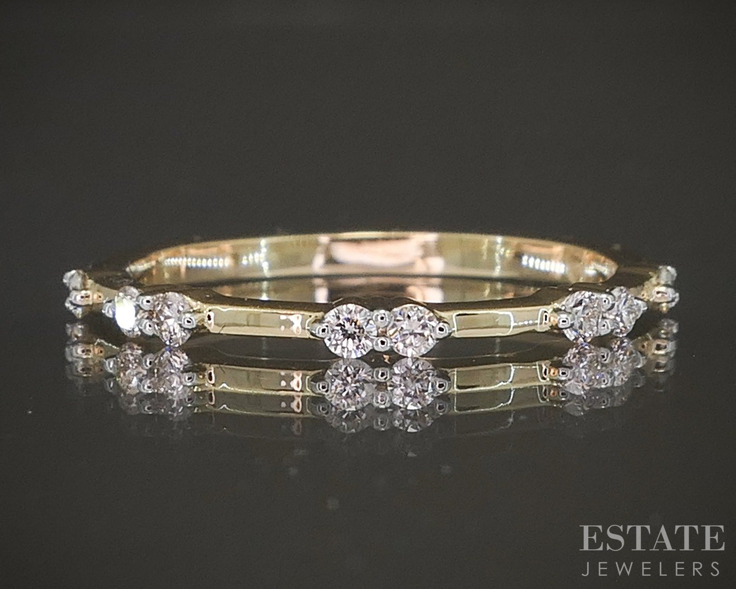 14k Yellow Gold .14ctw Natural Diamond Stackable Band Ring p22559