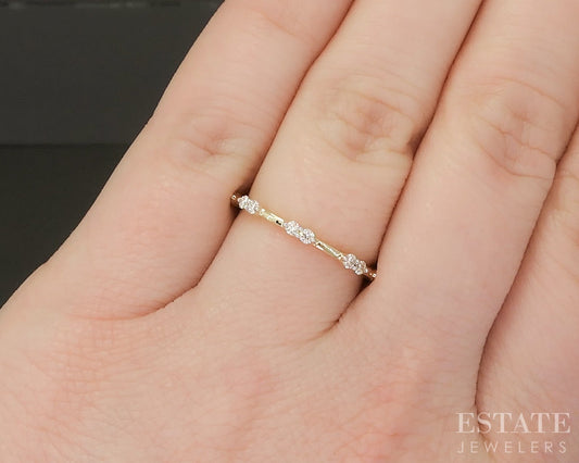 14k Yellow Gold .14ctw Natural Diamond Stackable Band Ring p22559