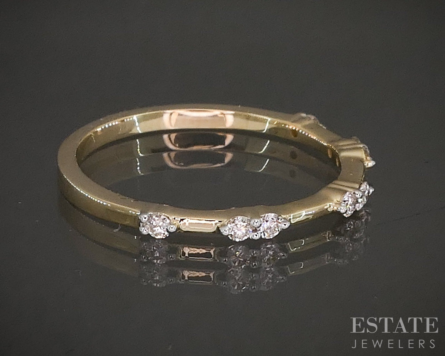 14k Yellow Gold .14ctw Natural Diamond Stackable Band Ring p22559