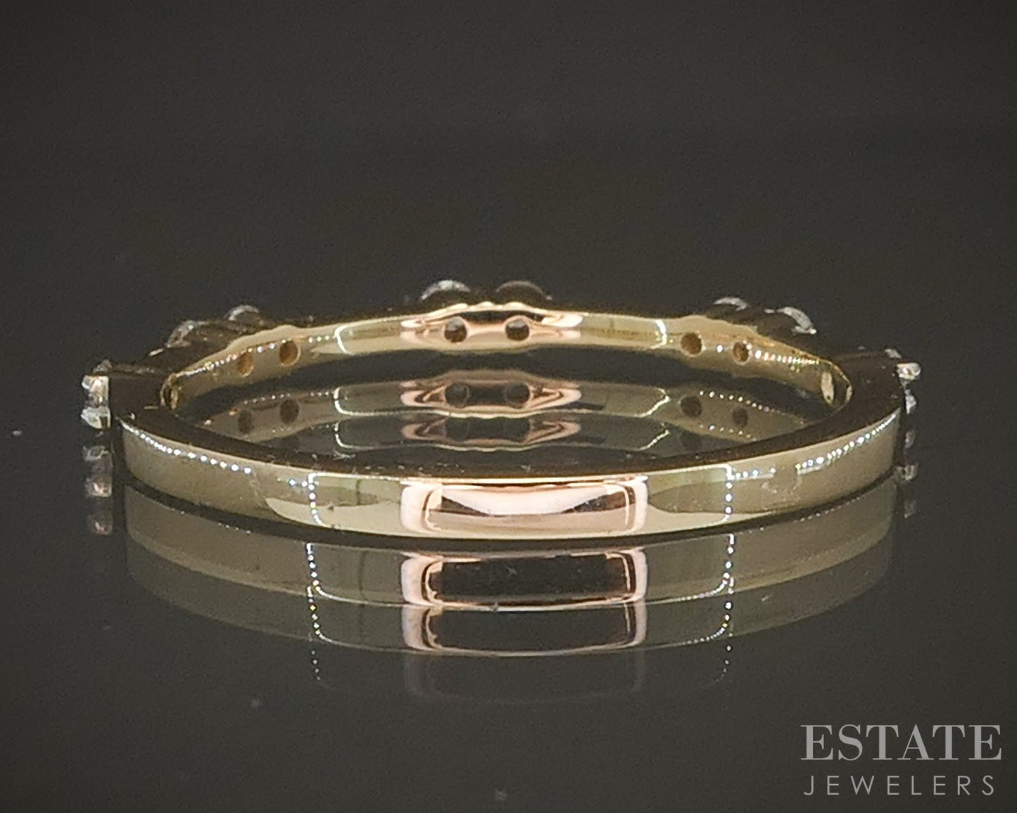 14k Yellow Gold .14ctw Natural Diamond Stackable Band Ring p22559