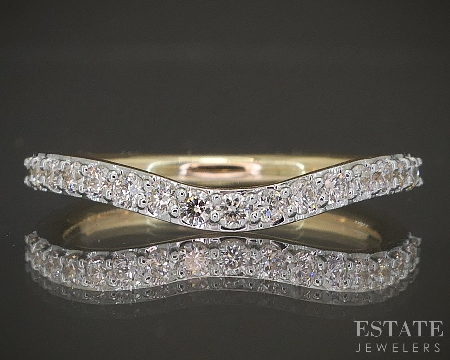 14k Yellow Gold .31ctw Natural Diamond Curved Band Ring p22554