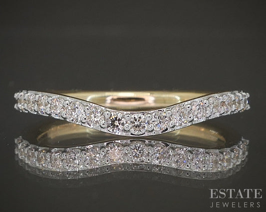14k Yellow Gold .31ctw Natural Diamond Curved Band Ring p22554