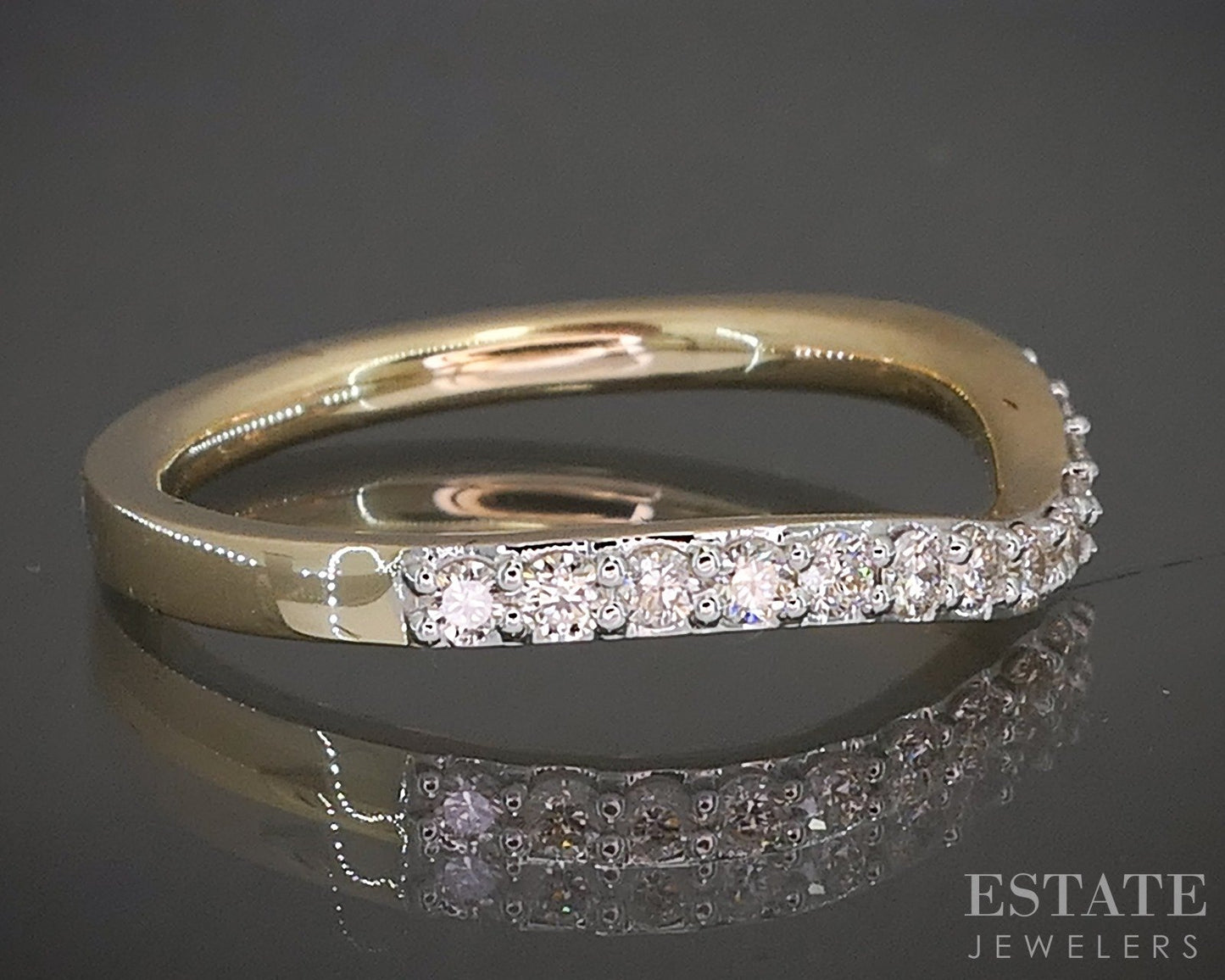 14k Yellow Gold .31ctw Natural Diamond Curved Band Ring p22554