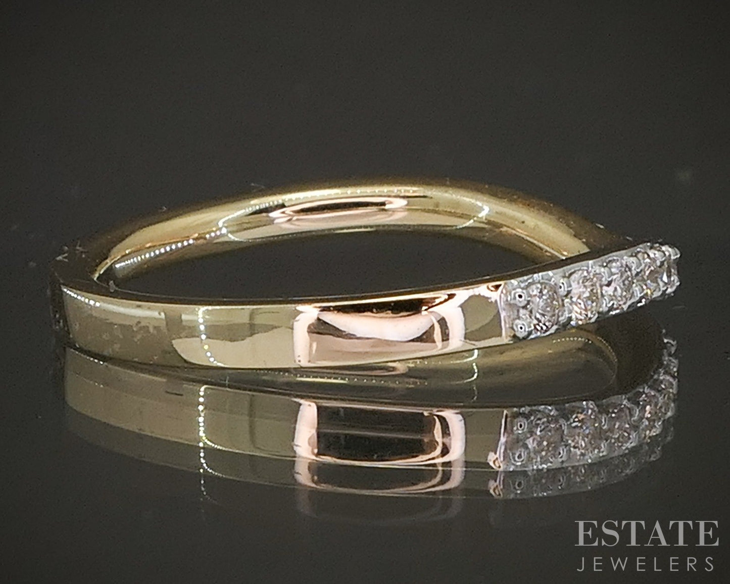 14k Yellow Gold .31ctw Natural Diamond Curved Band Ring p22554