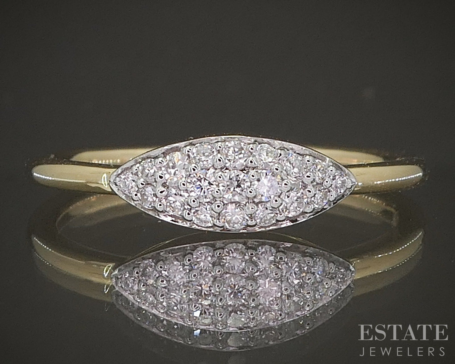 10K Yellow Gold Lab Diamond Marquise Shaped Pave Ring p22546