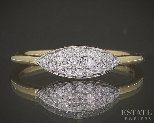 10K Yellow Gold Lab Diamond Marquise Shaped Pave Ring p22546