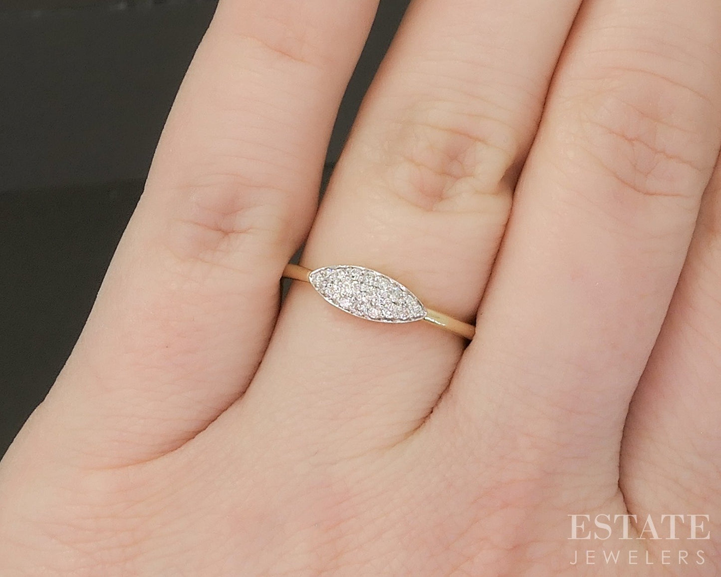 10K Yellow Gold Lab Diamond Marquise Shaped Pave Ring p22546