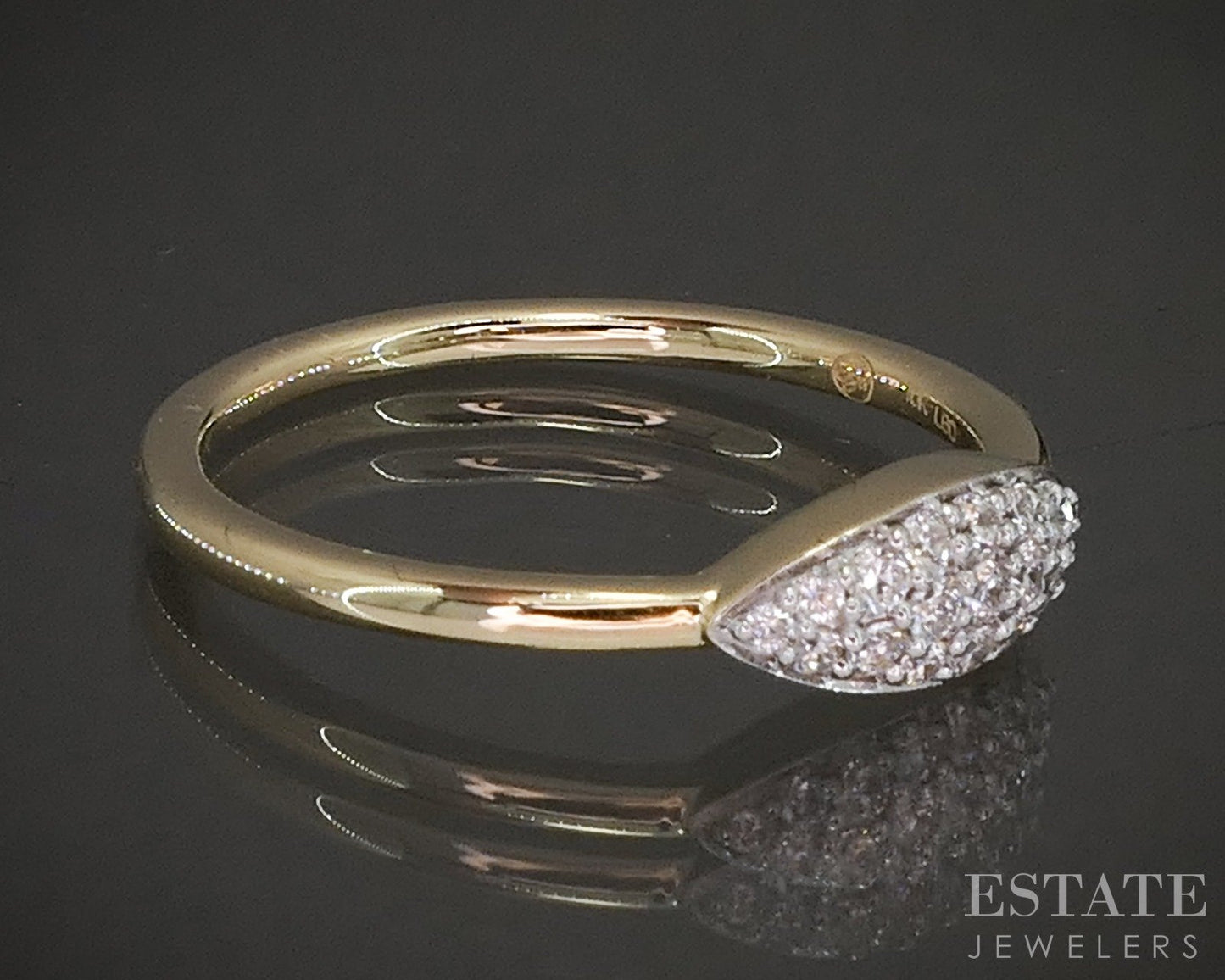 10K Yellow Gold Lab Diamond Marquise Shaped Pave Ring p22546