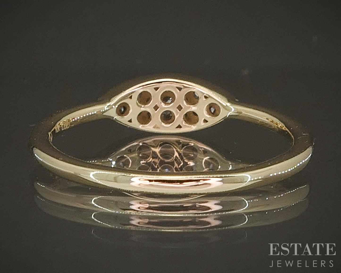 10K Yellow Gold Lab Diamond Marquise Shaped Pave Ring p22546