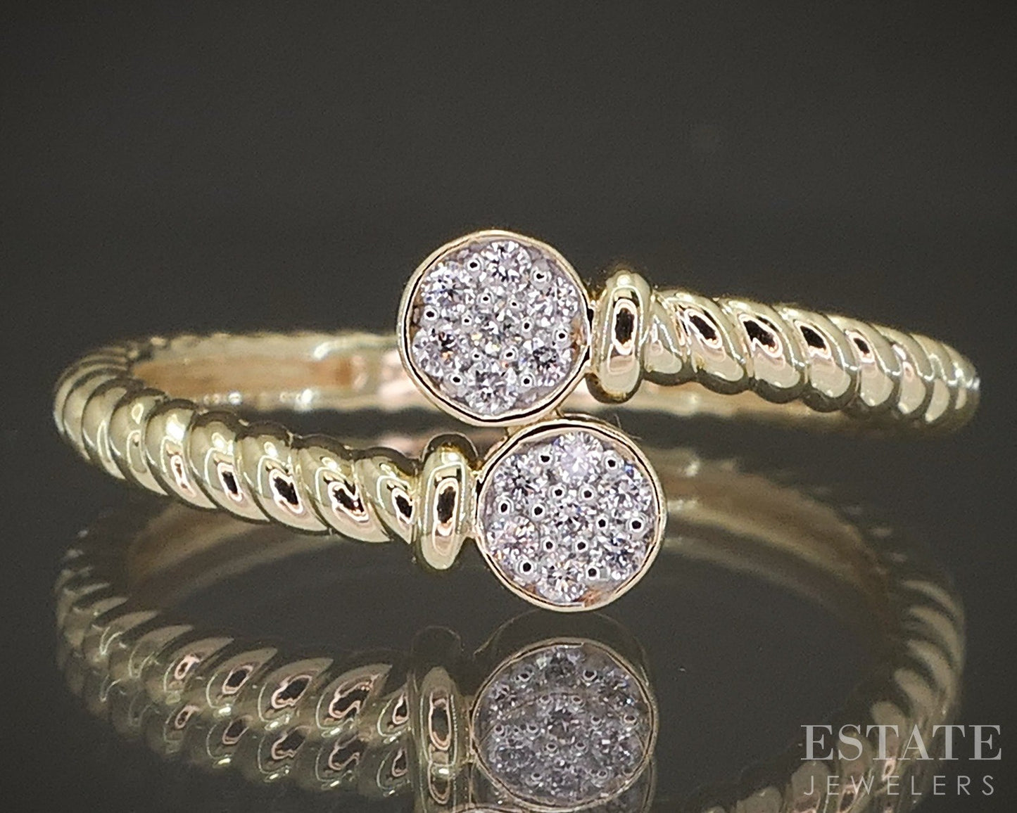 10k Yellow Gold .08ctw Lab Diamond Round Pave Bypass Ring p22527