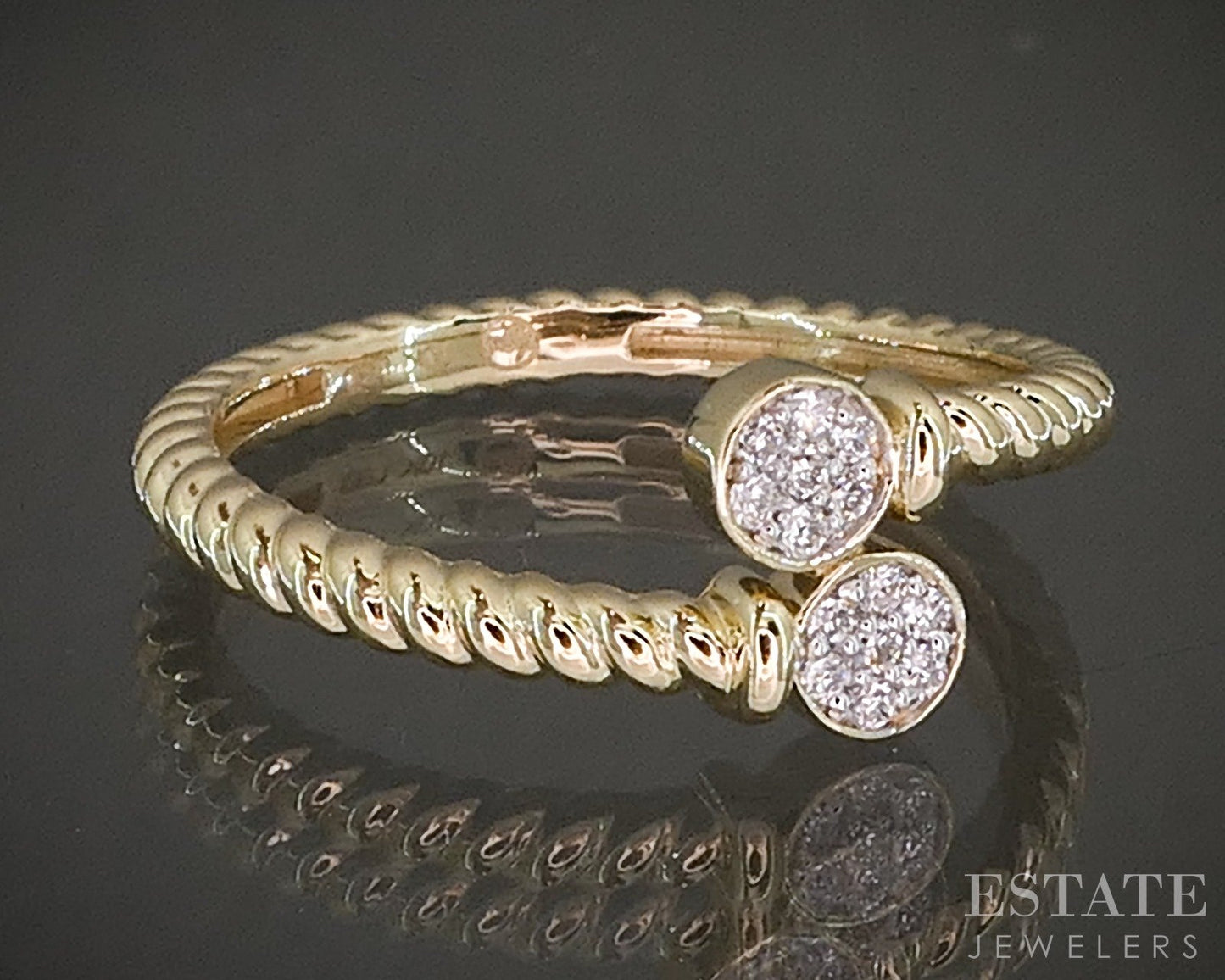 10k Yellow Gold .08ctw Lab Diamond Round Pave Bypass Ring p22527
