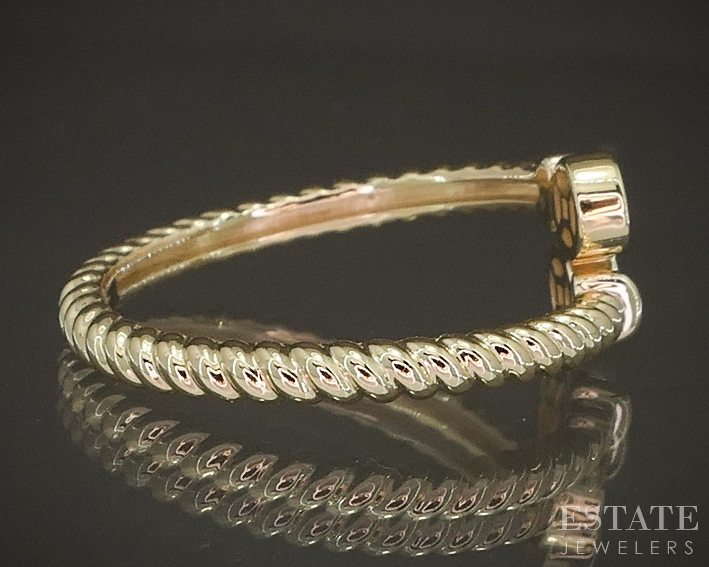 10k Yellow Gold .08ctw Lab Diamond Round Pave Bypass Ring p22527