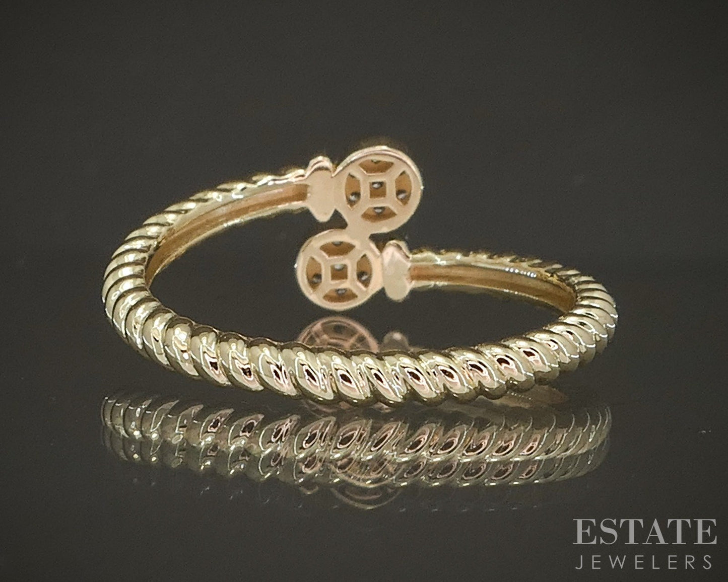 10k Yellow Gold .08ctw Lab Diamond Round Pave Bypass Ring p22527