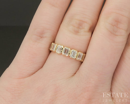14k Yellow Gold 1.03ctw Lab Emerald-Cut Diamond Wedding Band p22538