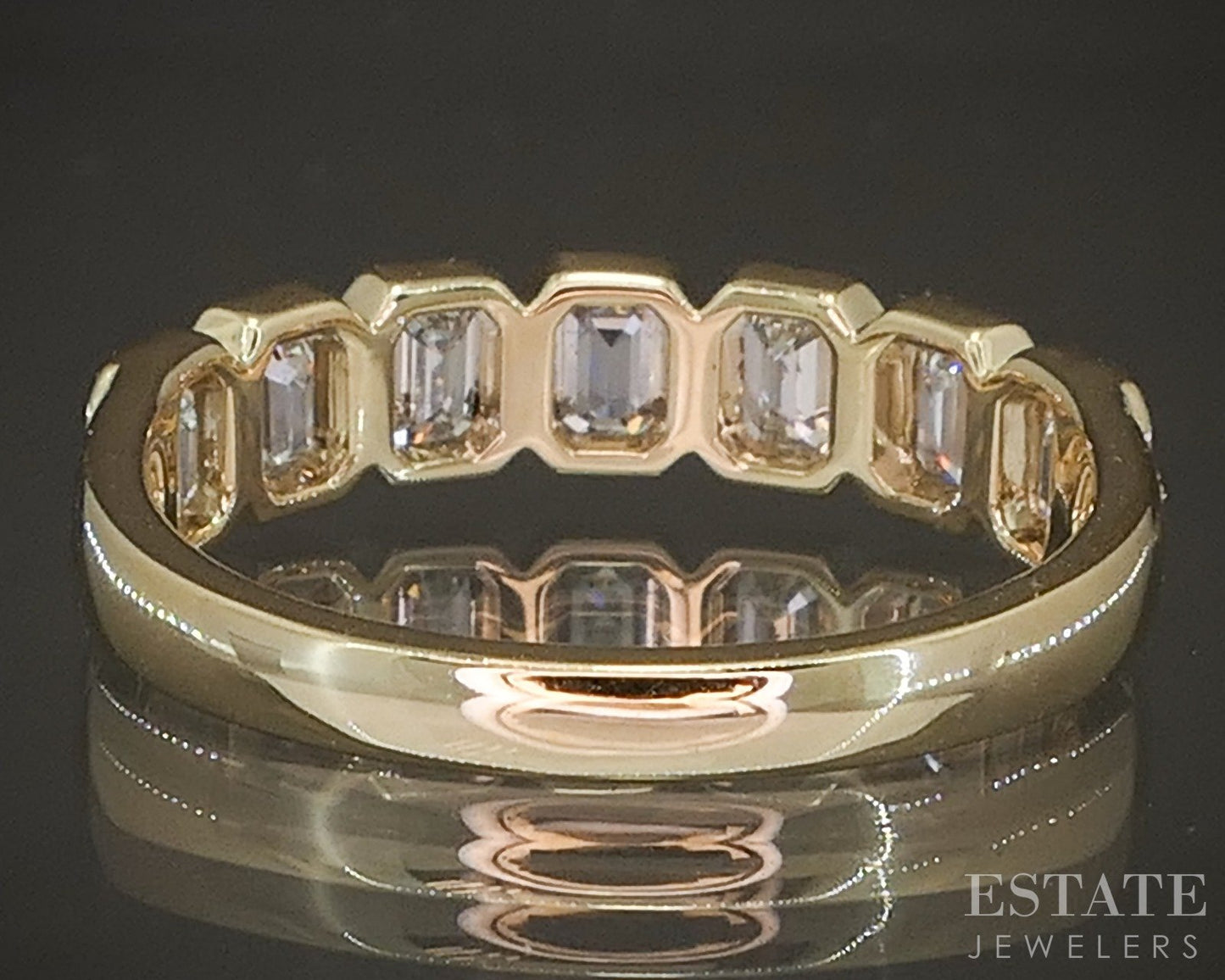 14k Yellow Gold 1.03ctw Lab Emerald-Cut Diamond Wedding Band p22538