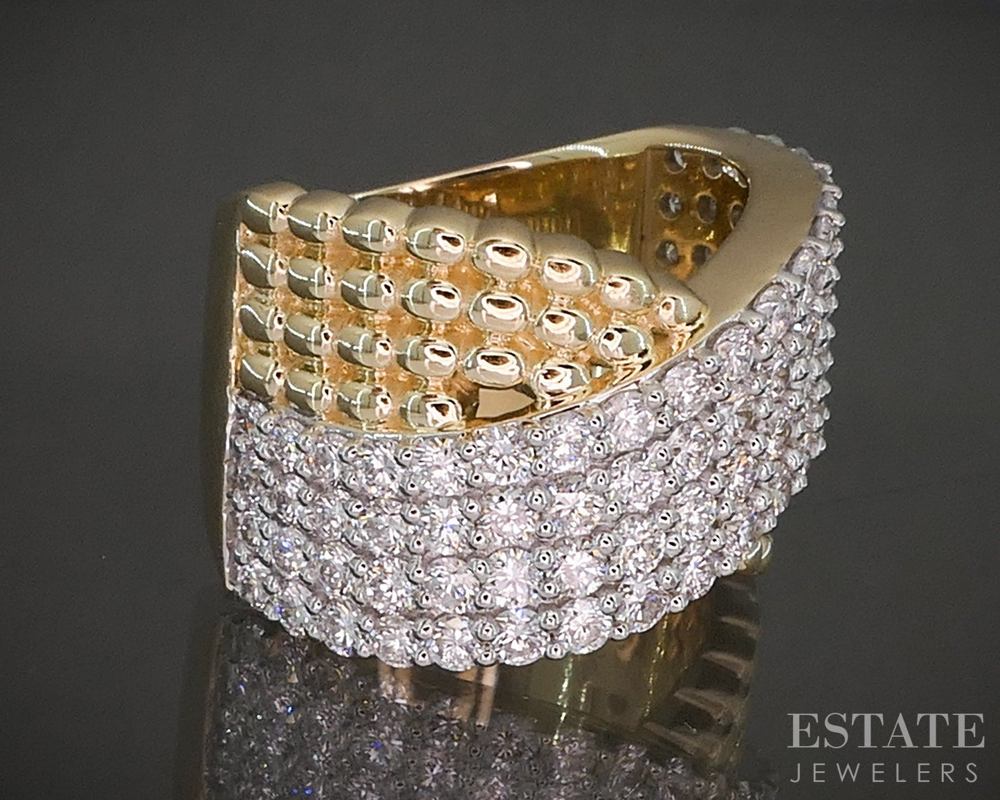 10k Yellow Gold 2.29ctw Lab Diamond Criss Cross Ladies Band Ring p22540