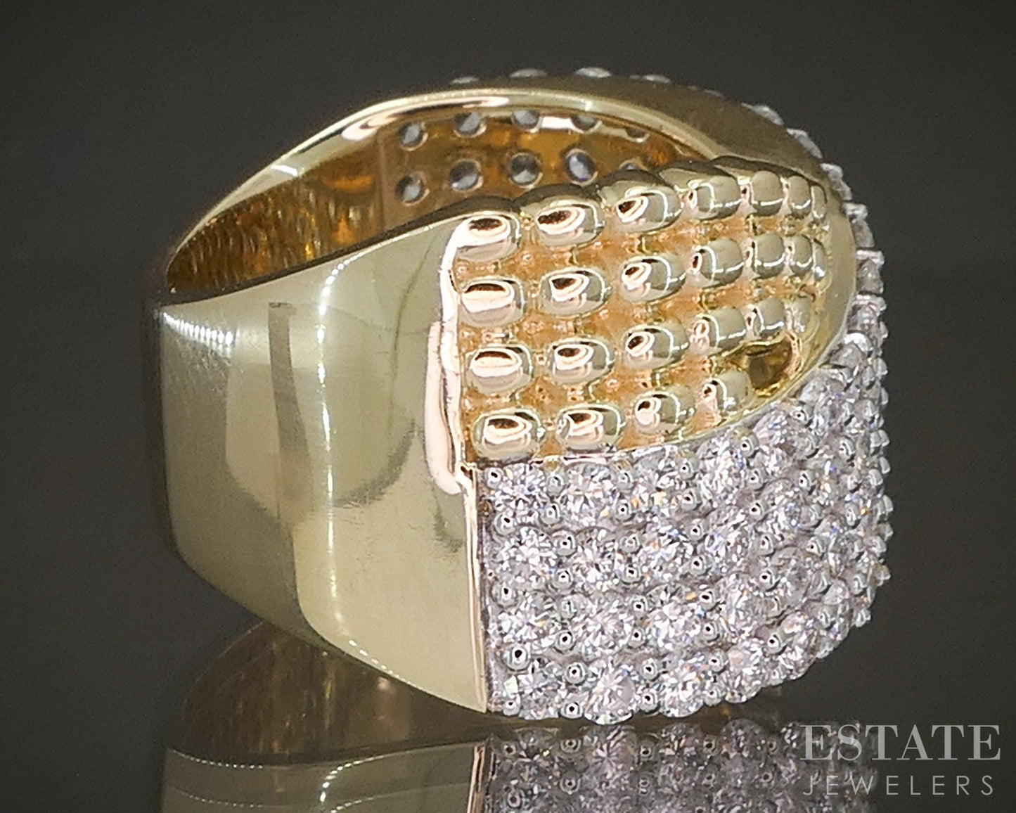 10k Yellow Gold 2.29ctw Lab Diamond Criss Cross Ladies Band Ring p22540