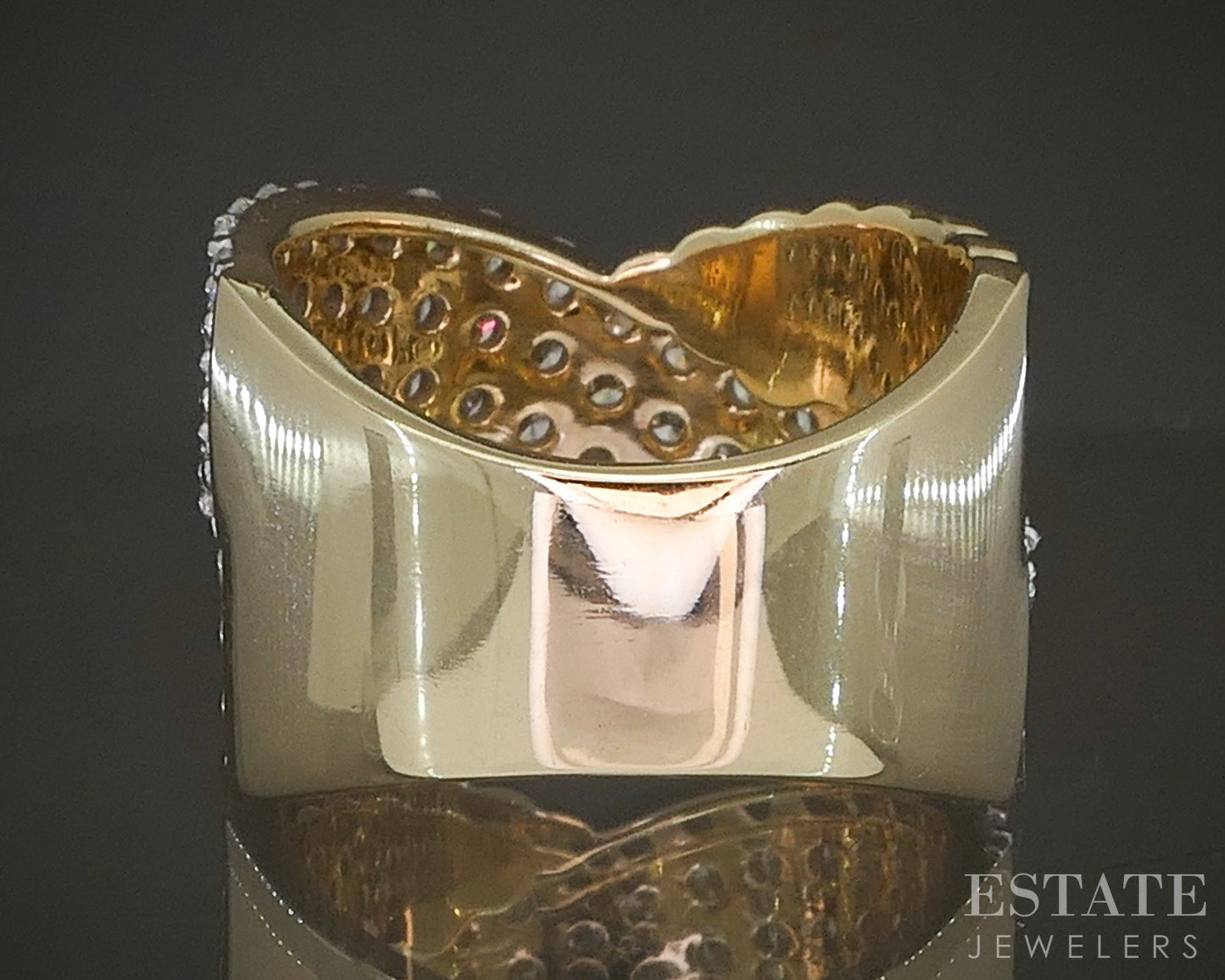 10k Yellow Gold 2.29ctw Lab Diamond Criss Cross Ladies Band Ring p22540