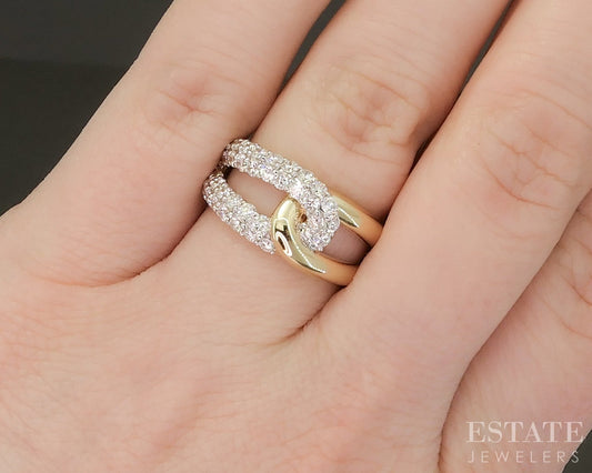 10k Yellow Gold 1.01ctw Lab Diamond Love Knot Ladies Ring p22541