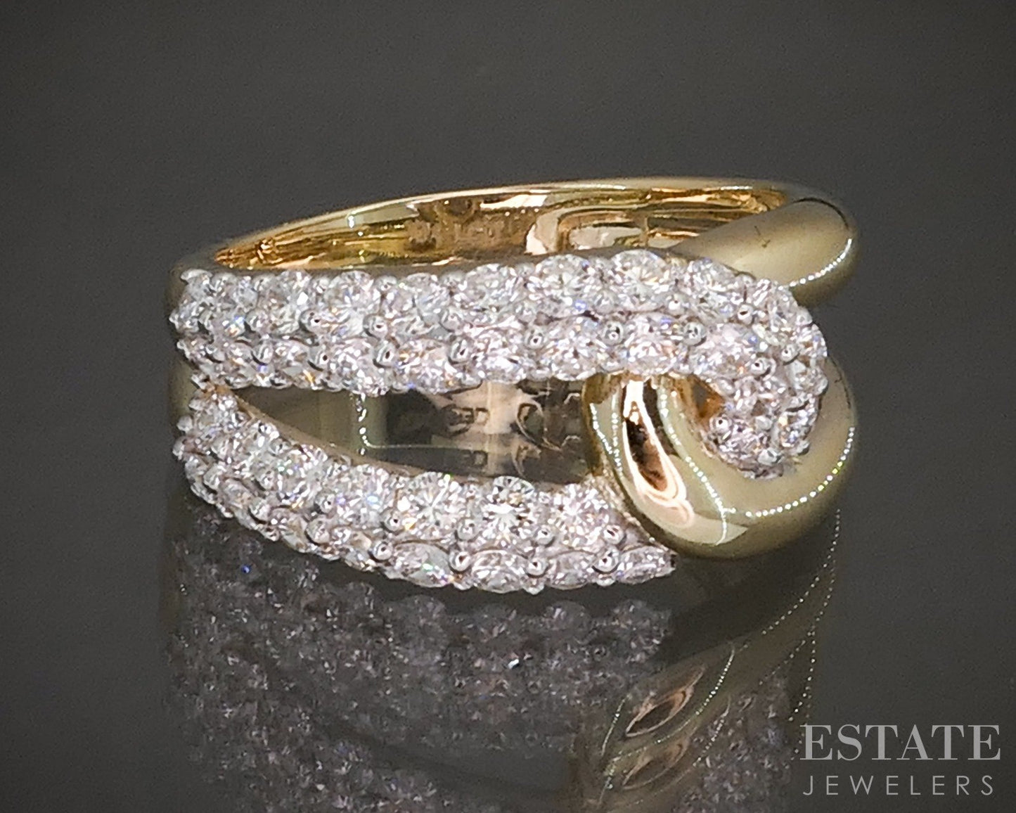10k Yellow Gold 1.01ctw Lab Diamond Love Knot Ladies Ring p22541