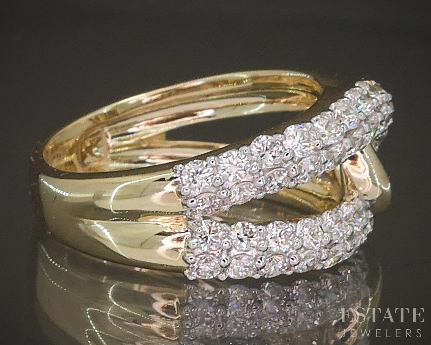 10k Yellow Gold 1.01ctw Lab Diamond Love Knot Ladies Ring p22541
