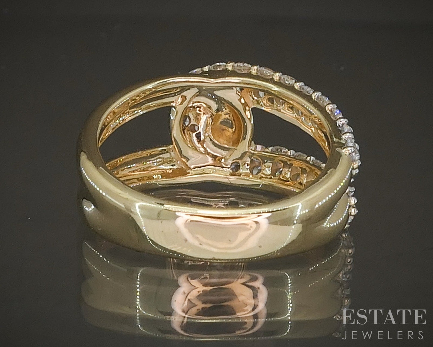 10k Yellow Gold 1.01ctw Lab Diamond Love Knot Ladies Ring p22541