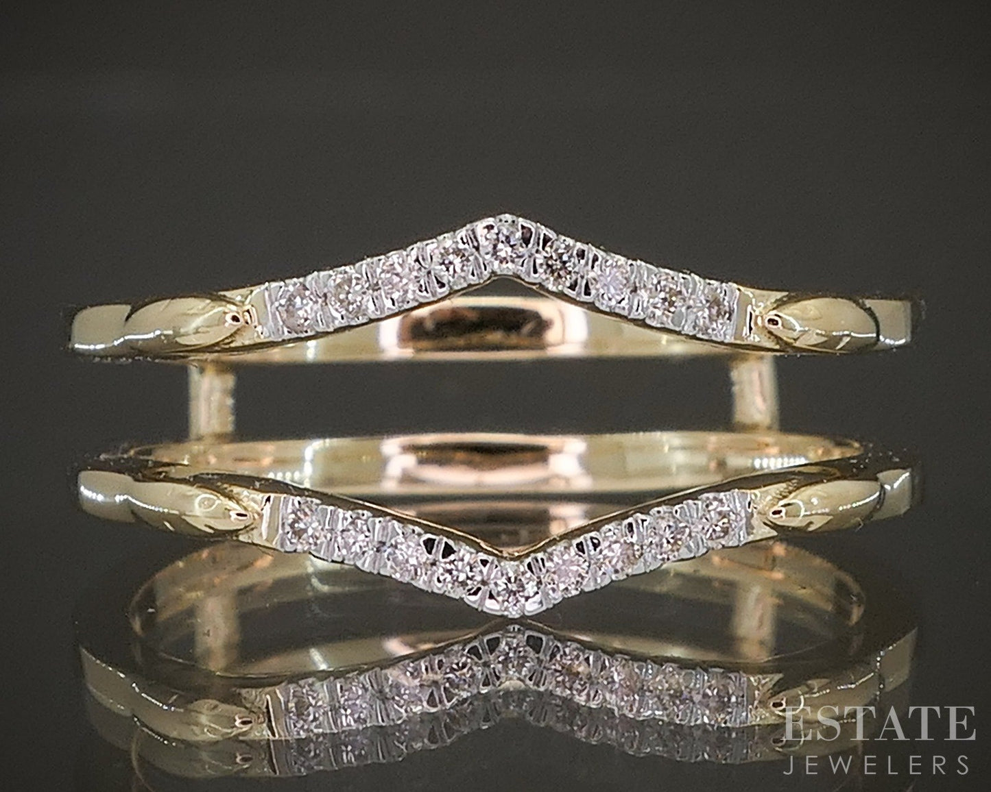 14K Yellow Gold .09ctw Natural Diamond Ring Guard Jacket p22543