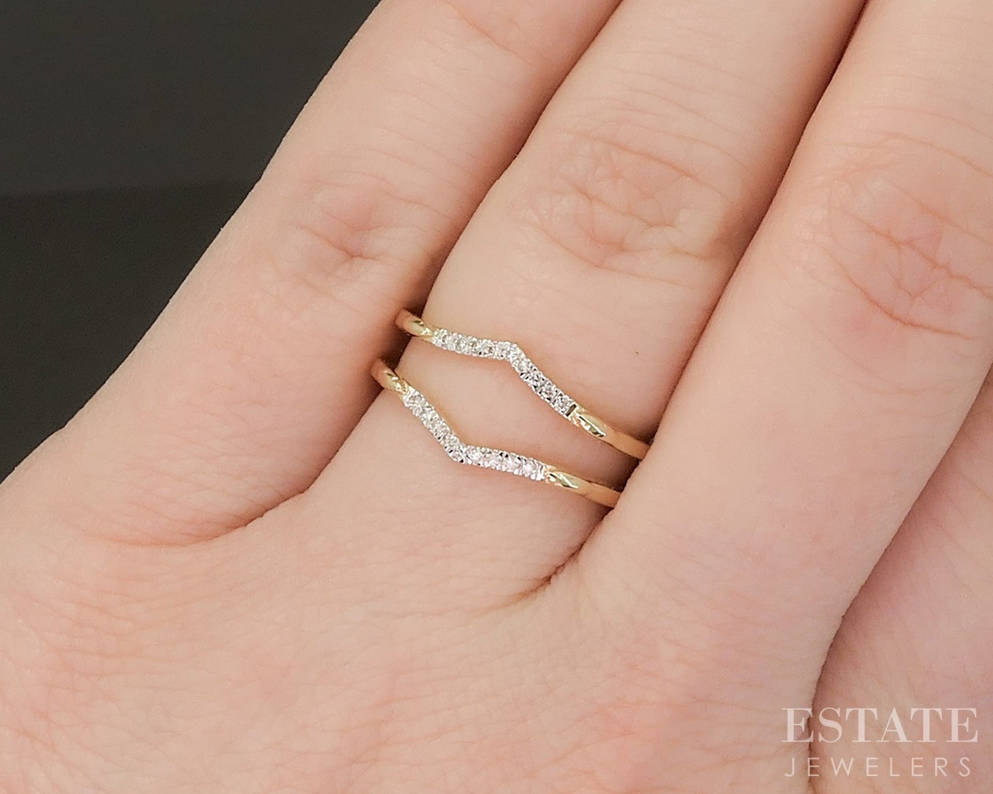 14K Yellow Gold .09ctw Natural Diamond Ring Guard Jacket p22543