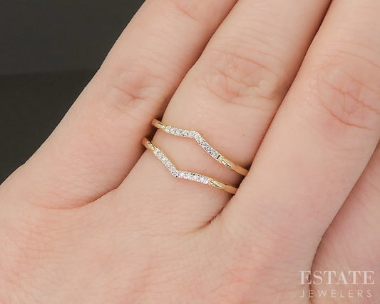14K Yellow Gold .09ctw Natural Diamond Ring Guard Jacket p22543