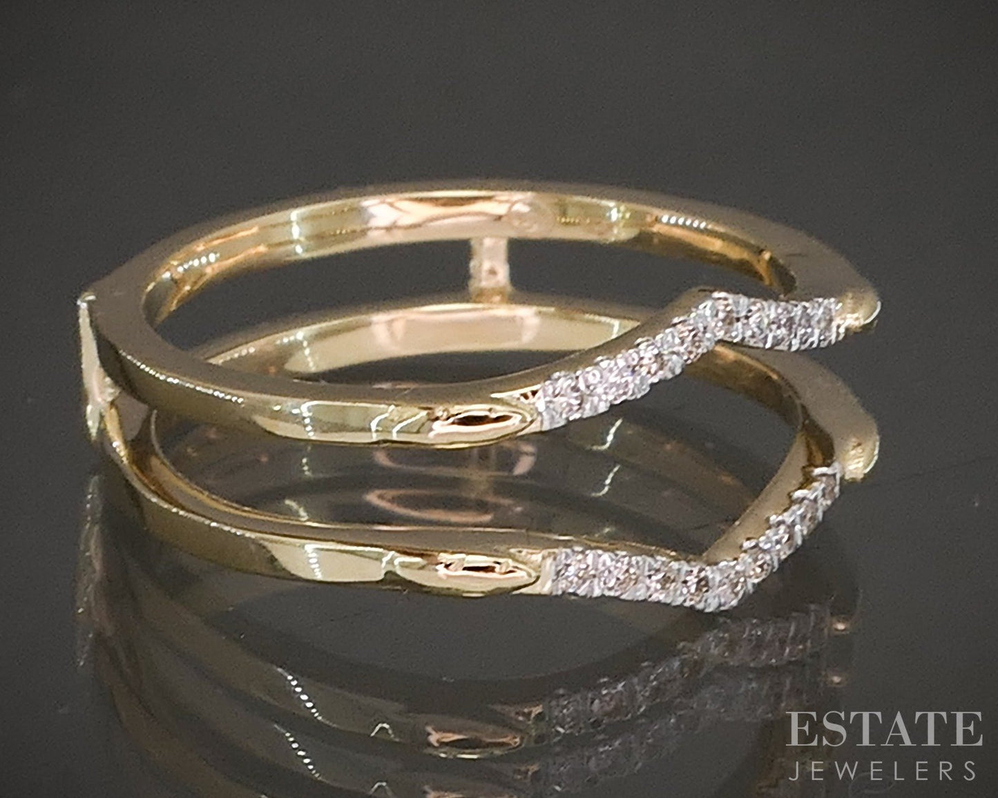 14K Yellow Gold .09ctw Natural Diamond Ring Guard Jacket p22543