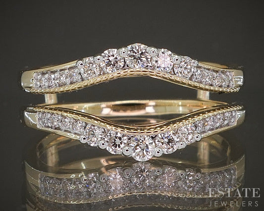 14k Yellow Gold .33ctw Natural Diamond Ring Jacket Guard p22545