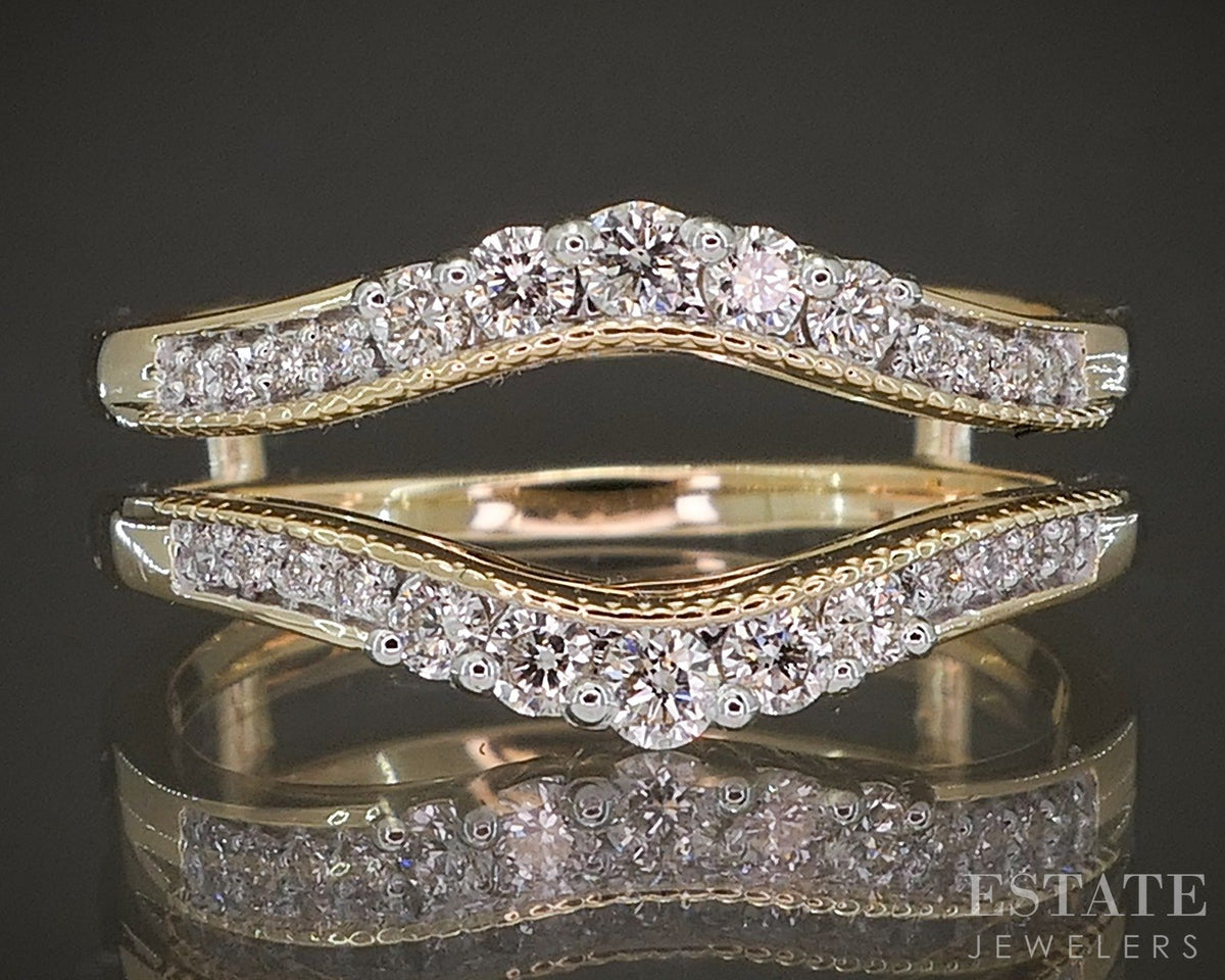14k Yellow Gold .33ctw Natural Diamond Ring Jacket Guard p22545