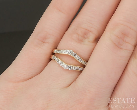 14k Yellow Gold .33ctw Natural Diamond Ring Jacket Guard p22545