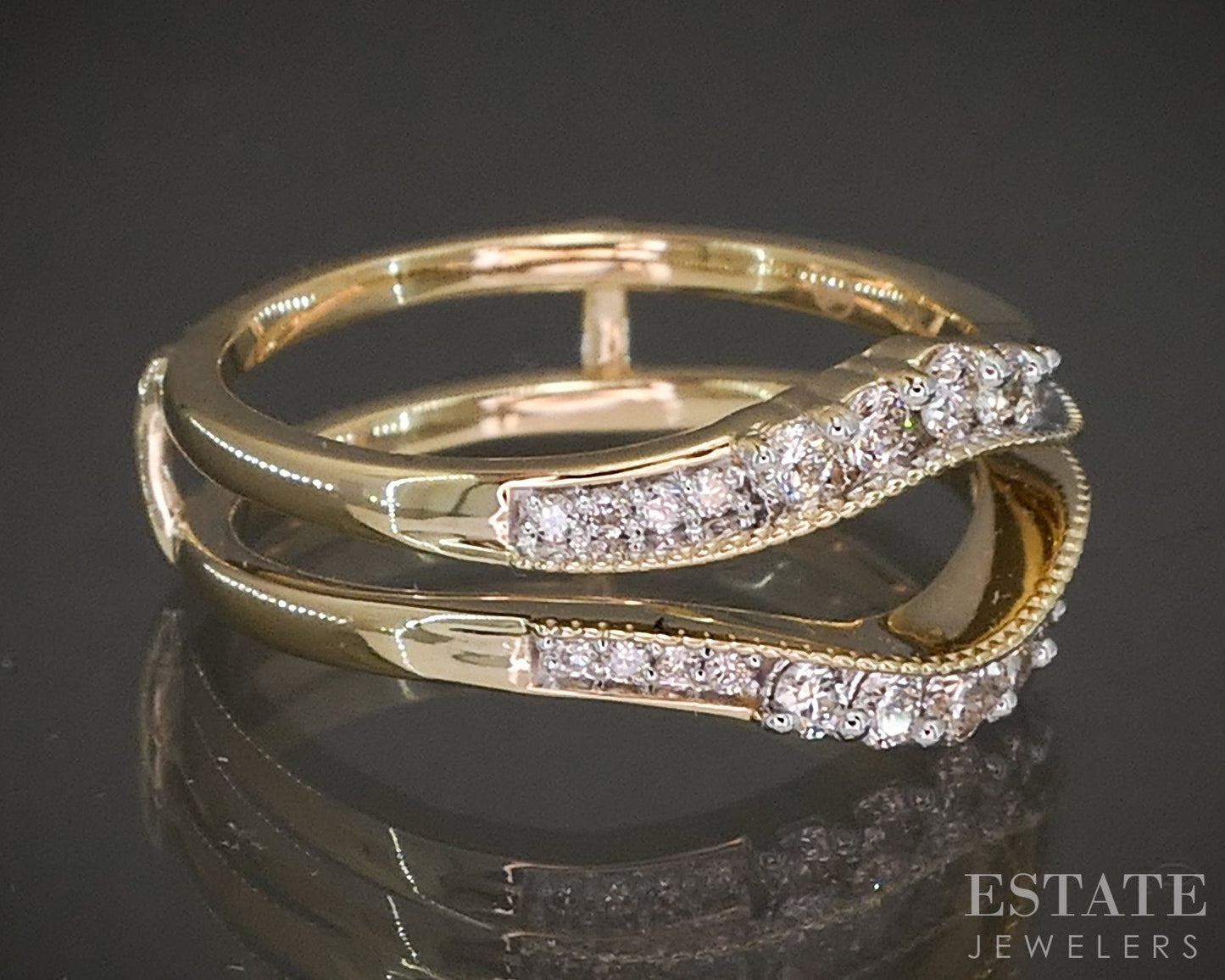 14k Yellow Gold .33ctw Natural Diamond Ring Jacket Guard p22545